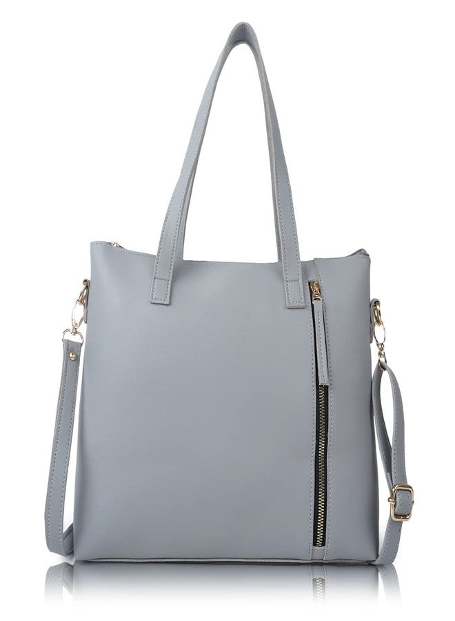 Fargo Vegan Leather Handcrafted Women Handbag for Office and College | Grey Color - Image 1